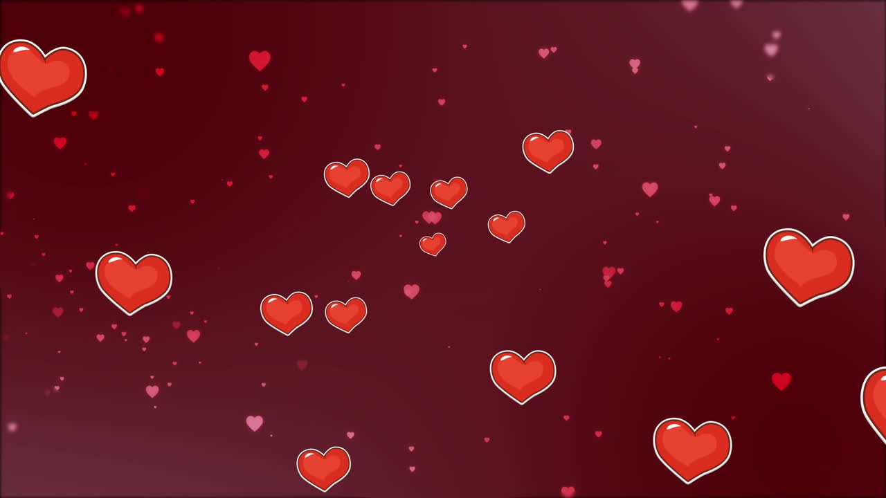 Animazione di forme a cuore che si ripetono su sfondo astratto