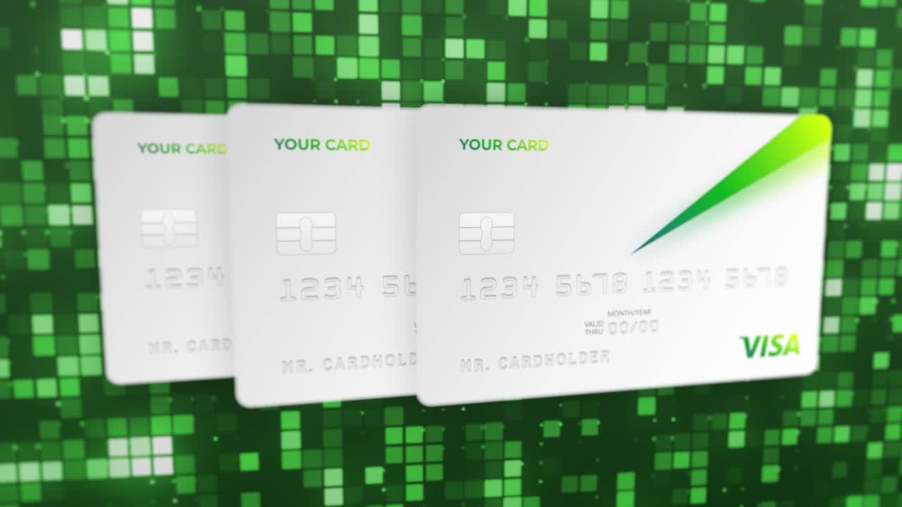 초록색 바탕을 가진 색 비자 카드