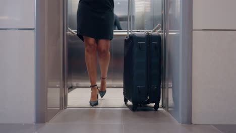 Business,-legs-and-woman-in-elevator