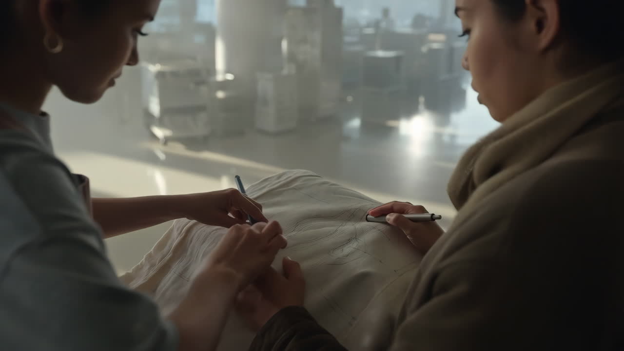 Designers Collaborating on Fabric Pattern