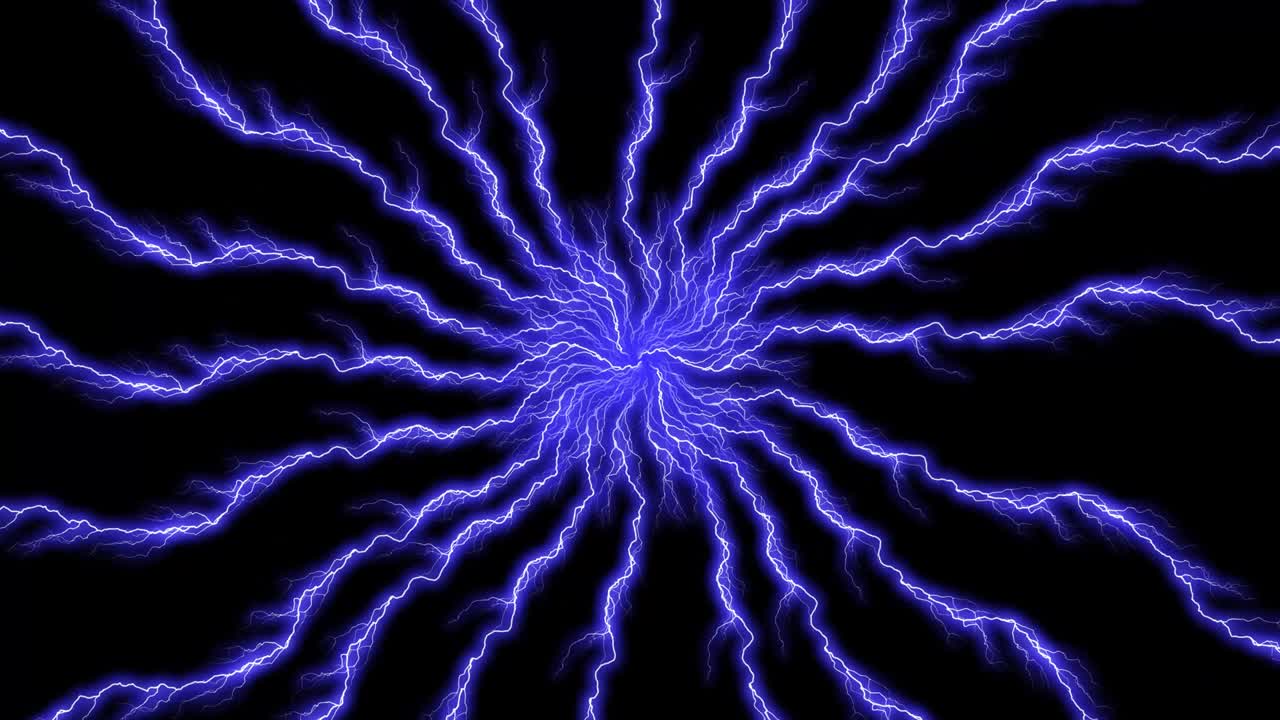 Lightning Strikes on Black Background