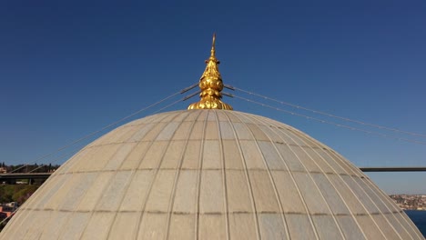 low altitude drone footage of ortakoy mosque on corona curfew days