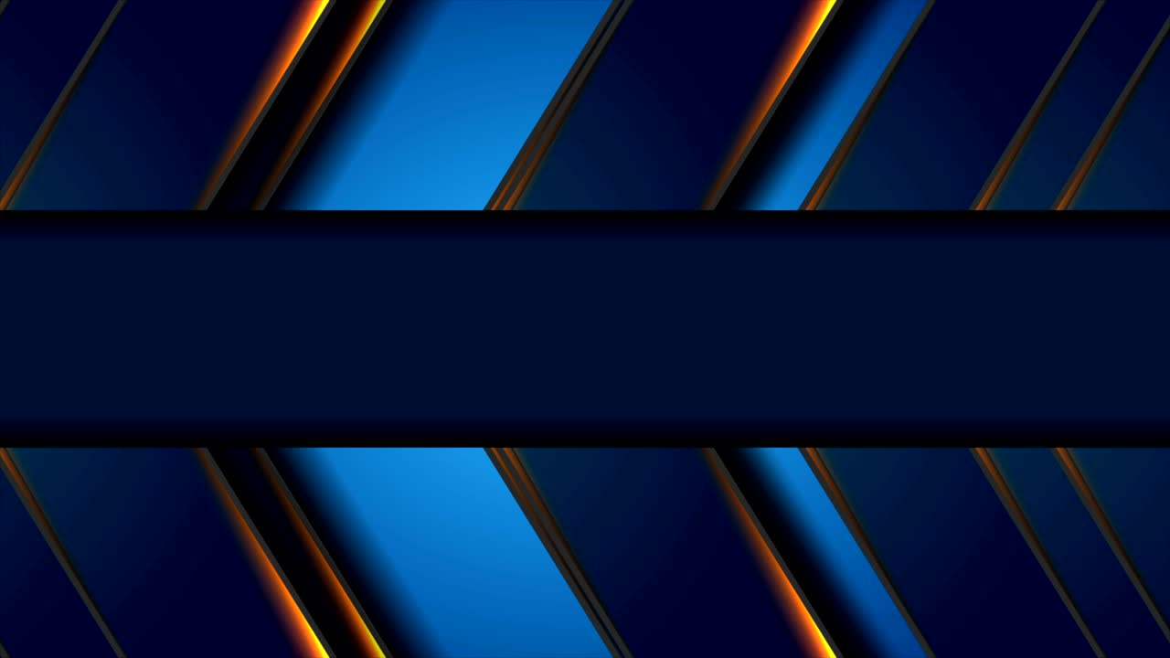 Blå tech-pile abstrakt videoanimation med orange glødende lys.