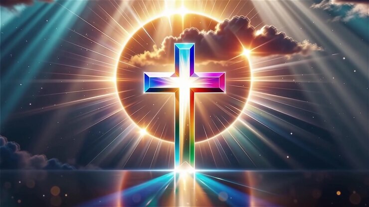 Christian Cross Heavenly Light Worship Background