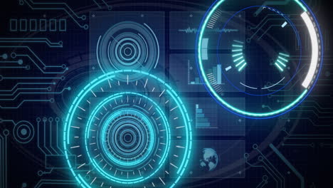 animation of scopes scanning and data processing over digital screen