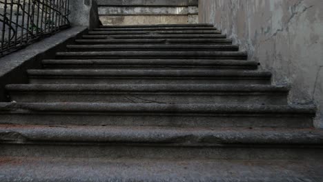 climbing some old steps in a baroque garden