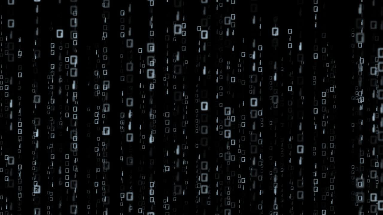 Animated raining binary code with zero and one numbers background