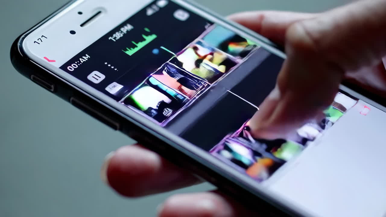 Person editing video on a smartphone