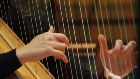 manos de una mujer tocando el arpa como parte de una sinfonía