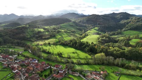 spectacular mavic 3 drone flight over the asturian landscapes at the skirt of the picos de europa