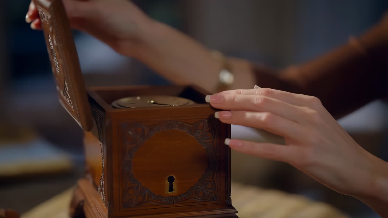 Opening an Ornate Wooden Jewelry Box