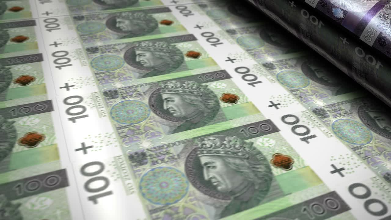 폴란드 슬로티 지폐 인쇄 원활한 루프