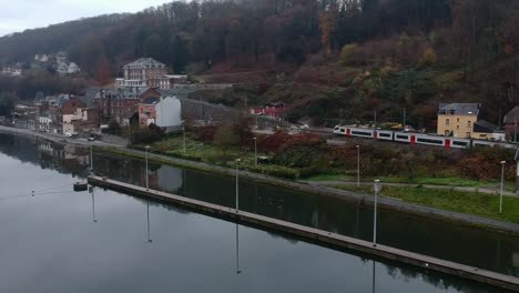 Establishing shot following a train