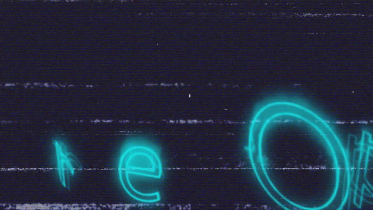 Static bars starting animation, cyan shapes pulsing and aligning into We're Open signaling open