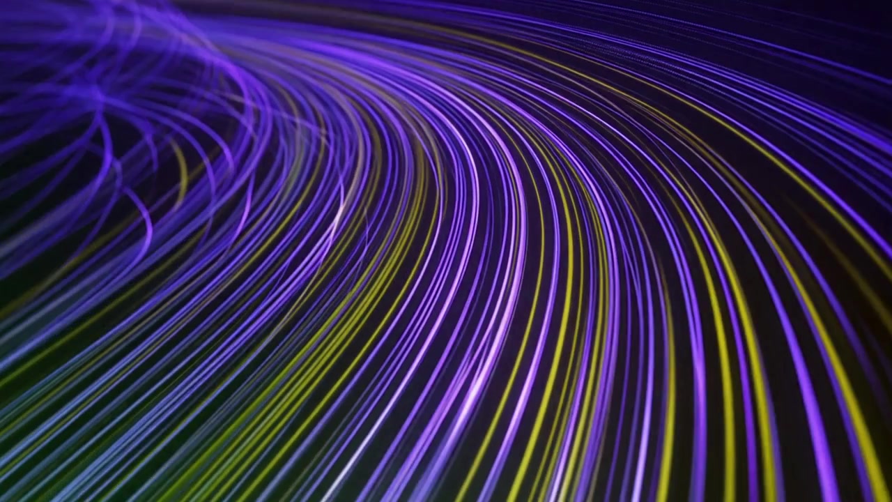 Abstract Motion Background with Glowing Purple and Yellow Light Trails