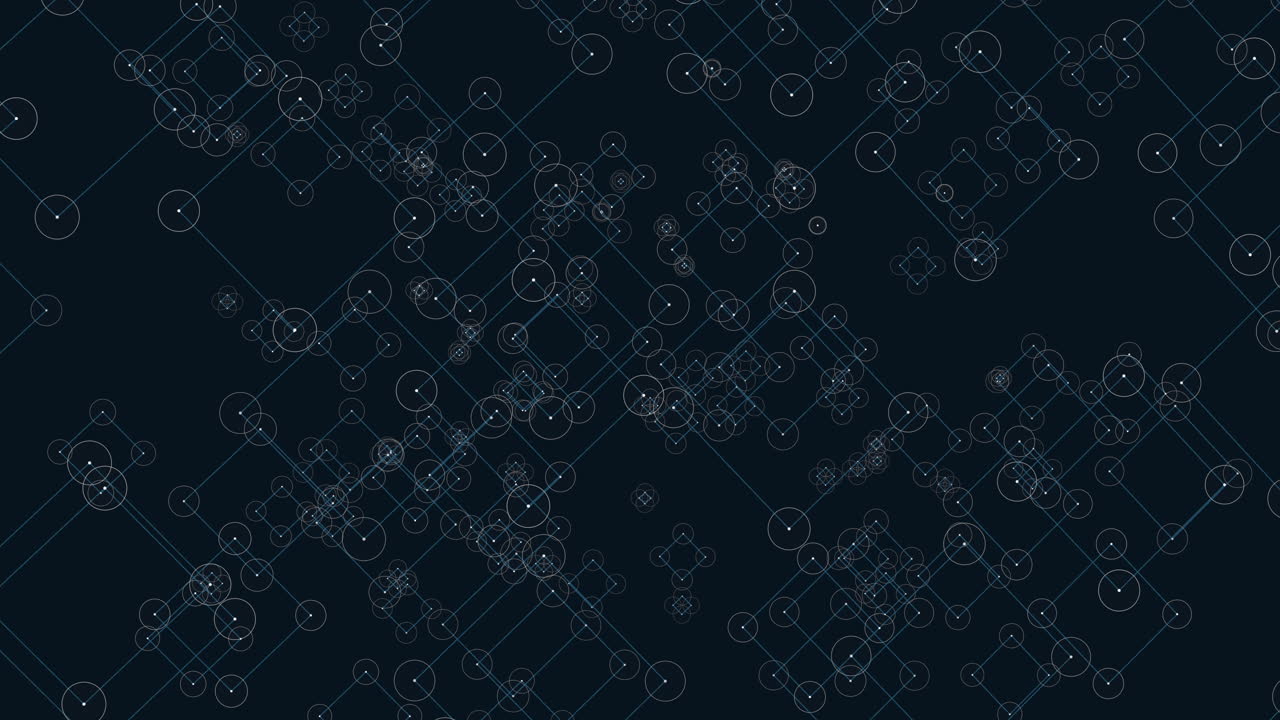 hipnotizante monocromático una cuadrícula de círculos interconectados en un lienzo oscuro