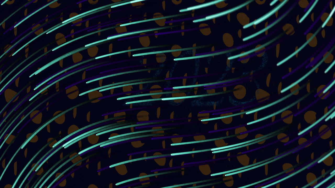 Animation of glowing light spots and trails moving over black background