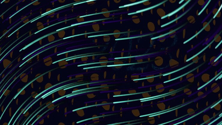 Animation von leuchtenden Lichtpunkten und Spuren, die sich über schwarzem Hintergrund bewegen