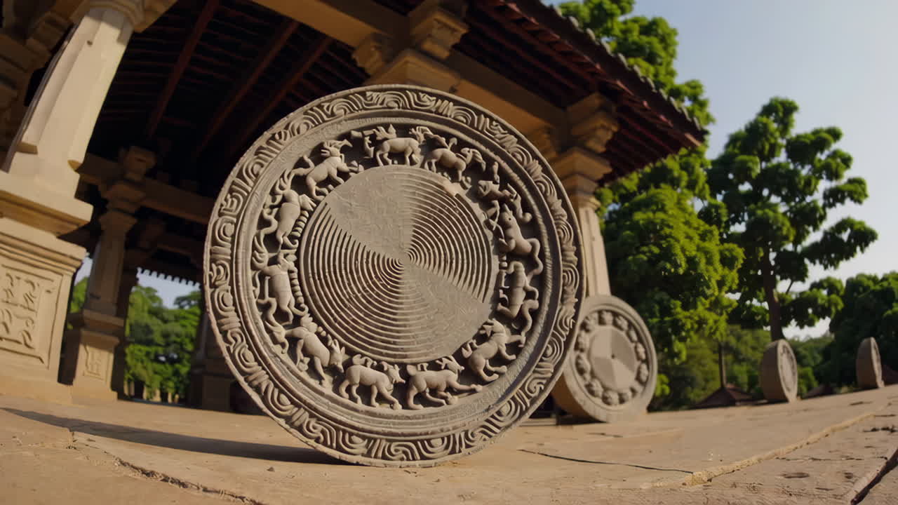 antiguas tallas de piedra con relieves de animales