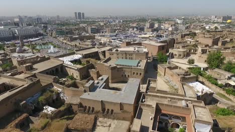 imágenes aéreas de la ciudadela arqueológica de erbil.