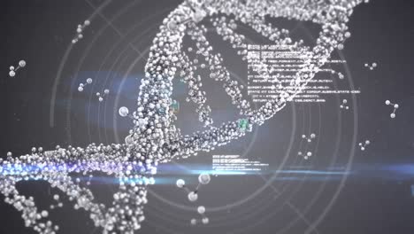 animation of data processing over dna strand