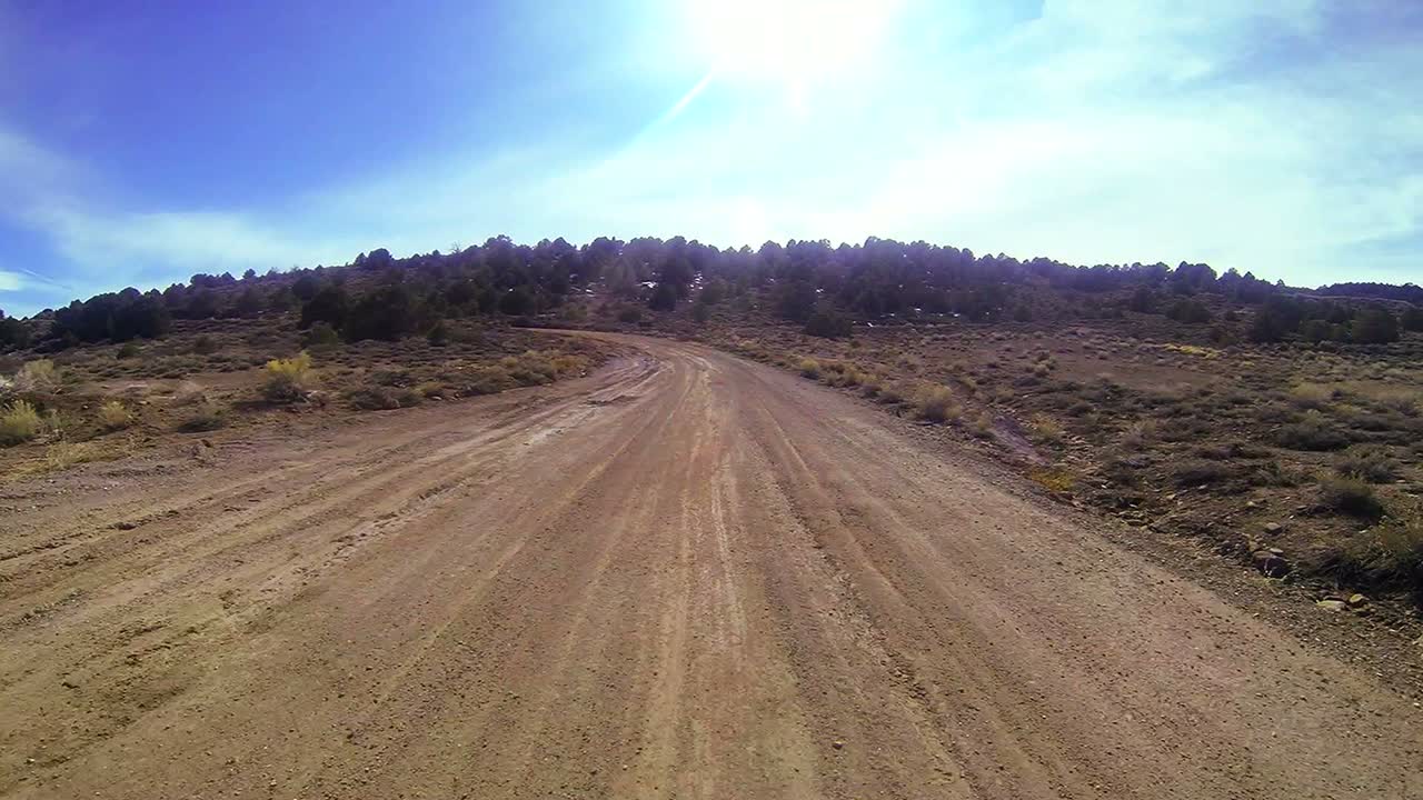 tiro pov conduciendo por un camino de tierra