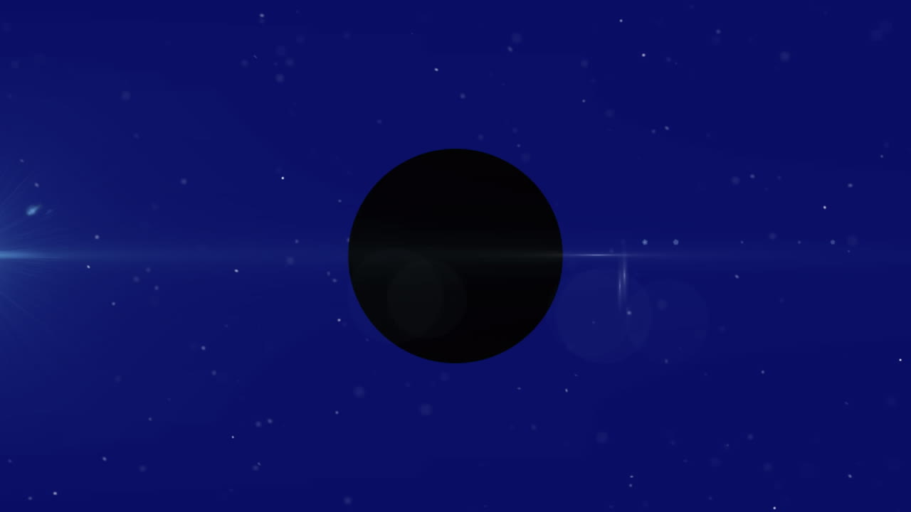 animación de moléculas sobre el círculo negro de halloween sobre fondo azul