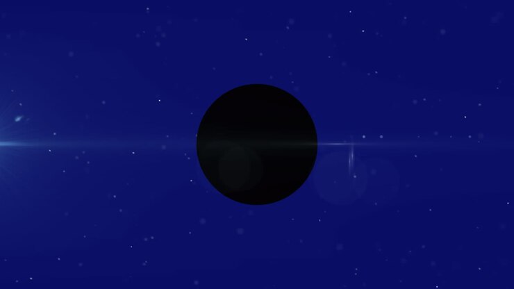 Animation of molecules over halloween black circle on blue background