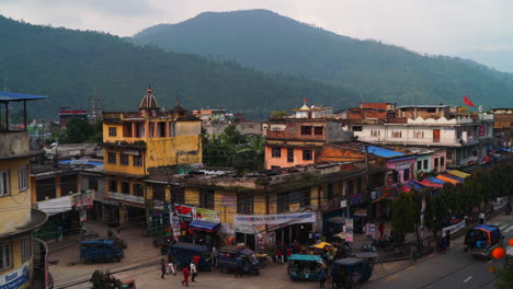 timelapse crowded streets in the nepalees streets of hetuada on a cloudy day