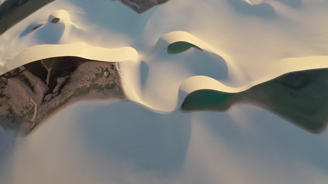 Drone view of dunes and lagoons in Lençóis Maranhenses National Park - Rota Lagoa Azul, Maranhão, Brazil