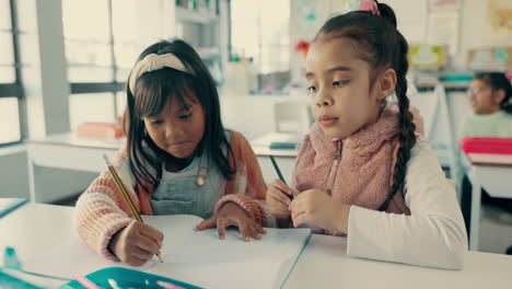 Mädchen,-Kinder,-Bildung-Und-Studenten-Schreiben