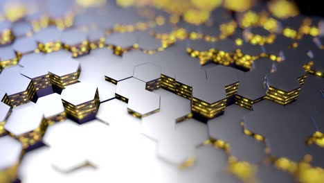 hexágonos abstractos fondo de movimiento aleatorio, animación de bucle 3d en 4k.