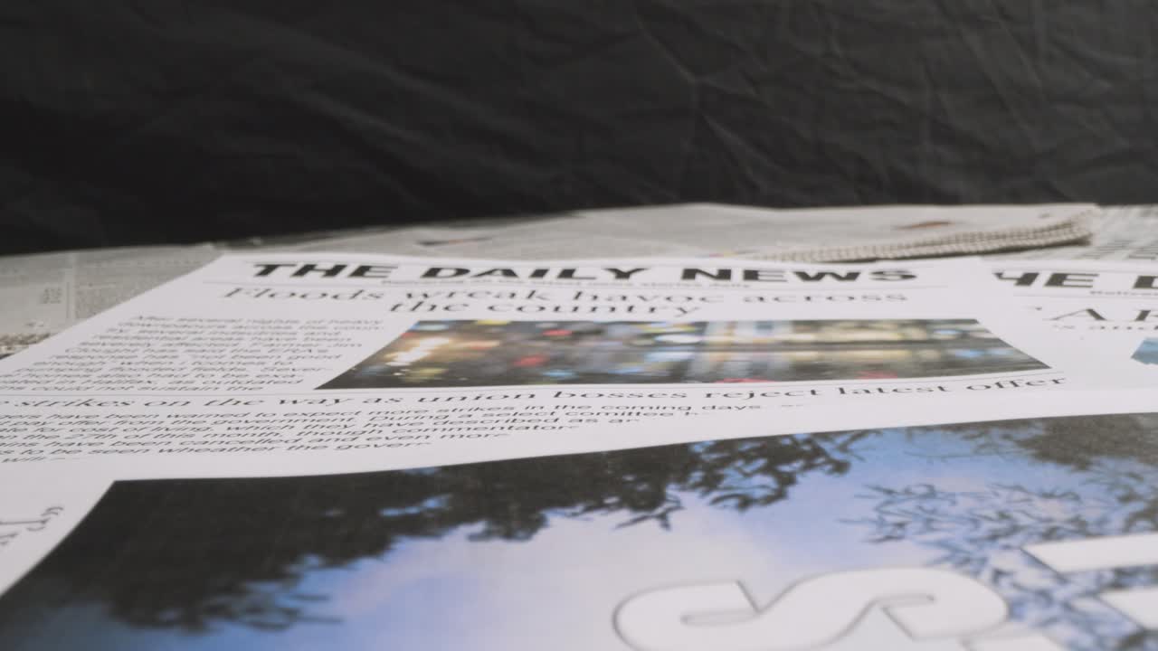 극한 기상 조건과 산업 파업 조치를 논의하는 신문 헤드라인 2