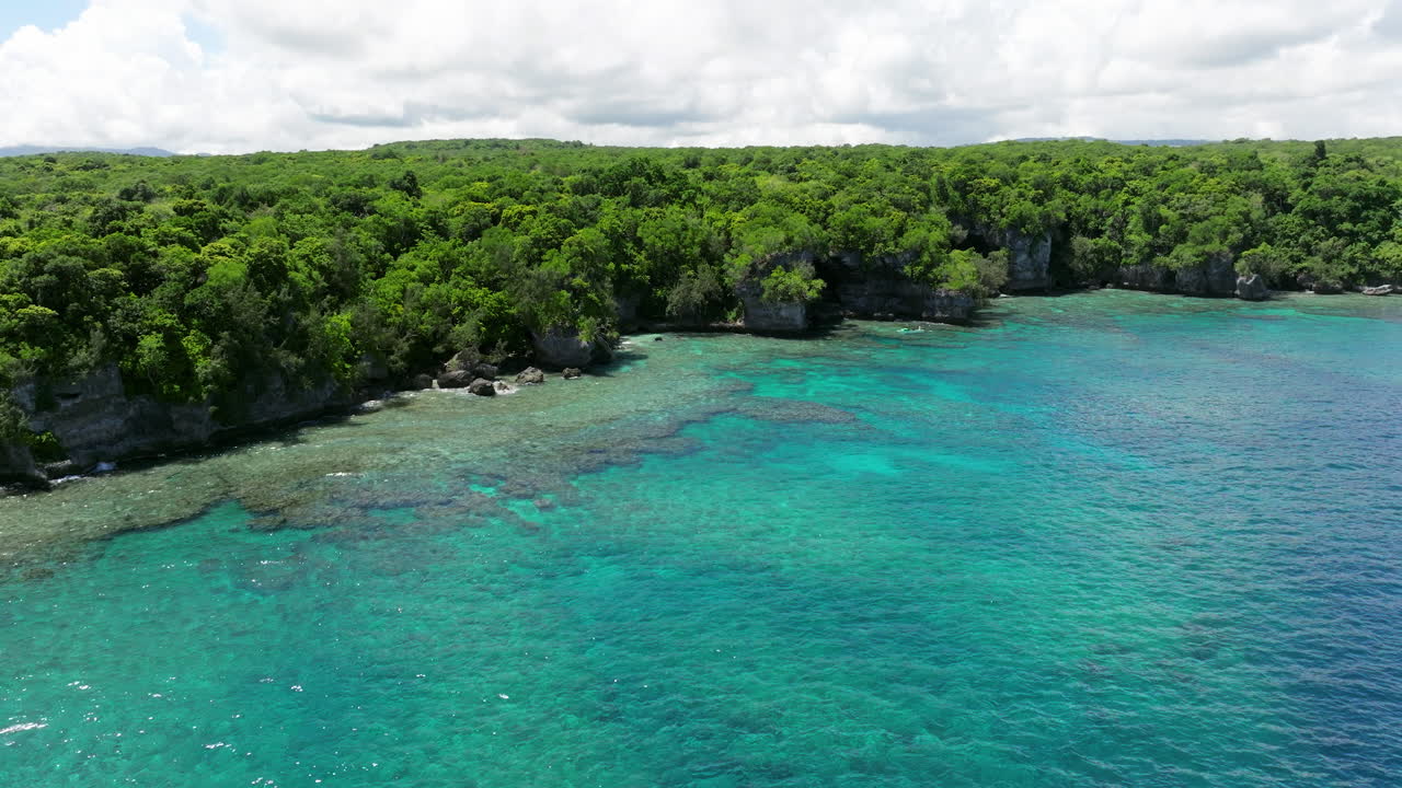 océano azul exótico con naturaleza exuberante en la isla de moso, norte de efate, vanuatu
