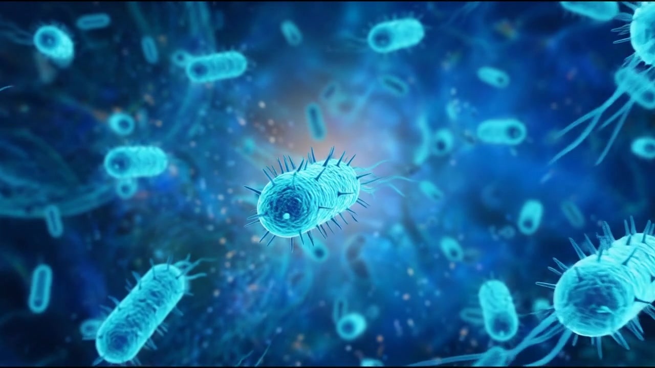 Microscopic View of Bacteria Floating in Fluid