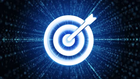 target goal icon digital cyber space loop technology tunnel animation symbolic goals achievement