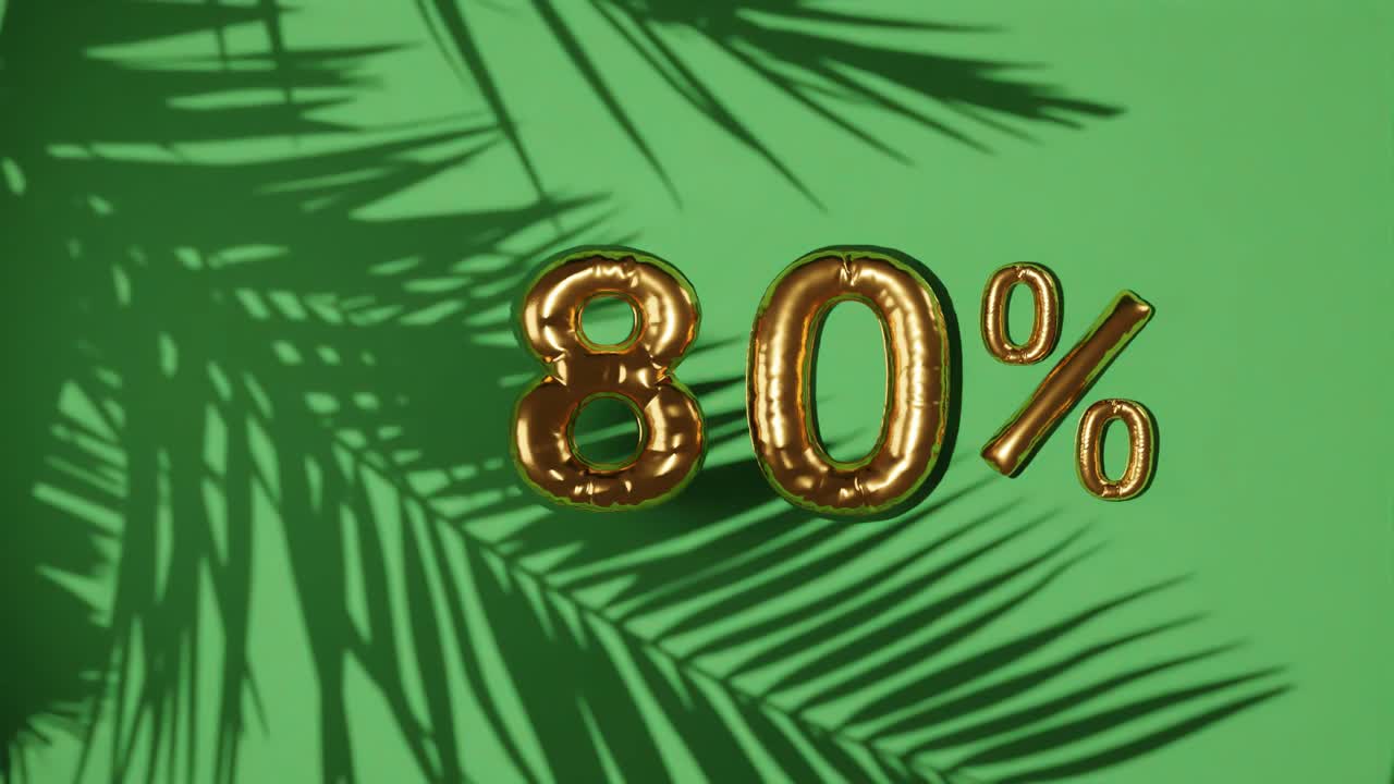 80% de descuento venta en fondo verde con árbol de palma brisa suave, vacaciones concepto de venta de verano precio especial ofrece tienda en línea de comercio electrónico