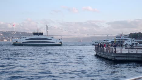 ferry and bosphorus bridge in istanbul