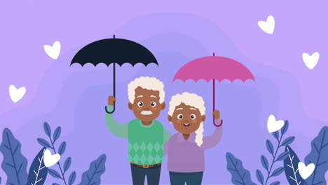 happy grandparents day card with afro old lovers couple