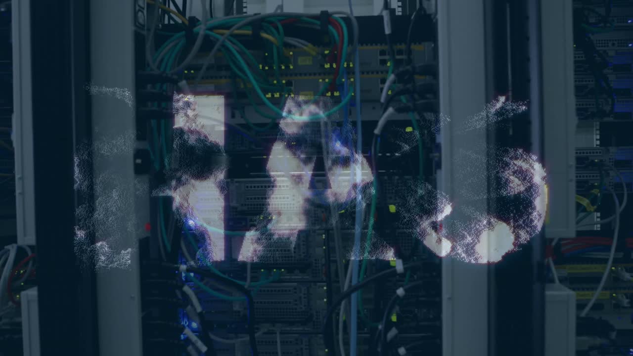 Animation of uah text over server room