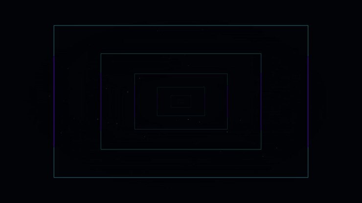 Abstrakt digital tunnel med glødende rektangulære rammer