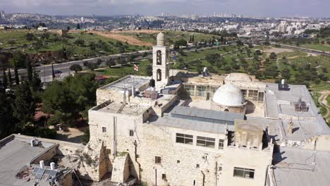el monasterio de elías y jerusalén en el fondo, vista aérea