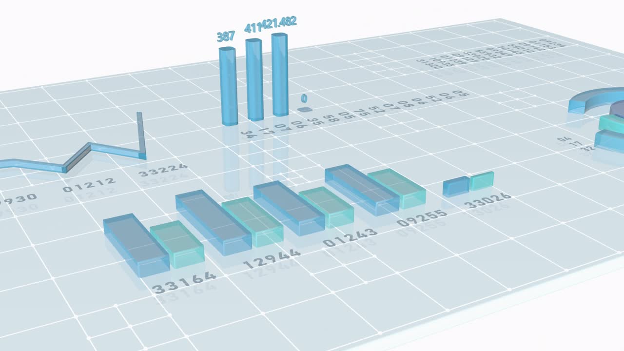 Information graphs on an abstract digital table. Symbols of statistics and analysis of future business.