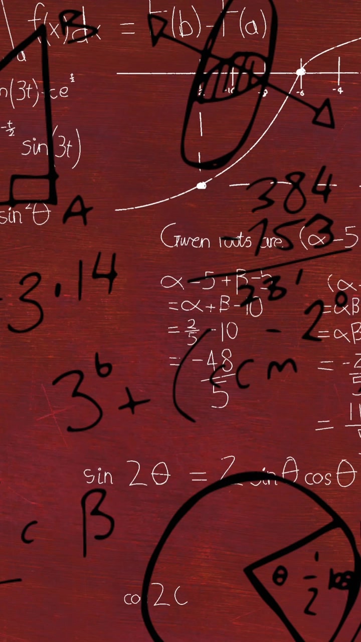 Animazione di equazioni matematiche su sfondo grigio