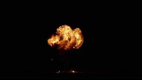 Big-fire-explosion-giant-from-the-bottom-of-the-screen,-black-background,-transparent-overlay-with-alpha-matte,-​​big-explosion-effect-video