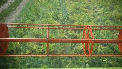 а shot from inside a combine harvester