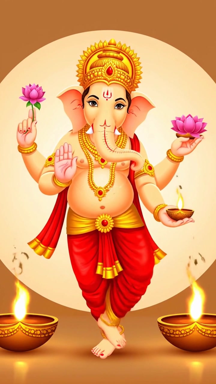 Lord Ganesha che danza durante la celebrazione del festival Diwali