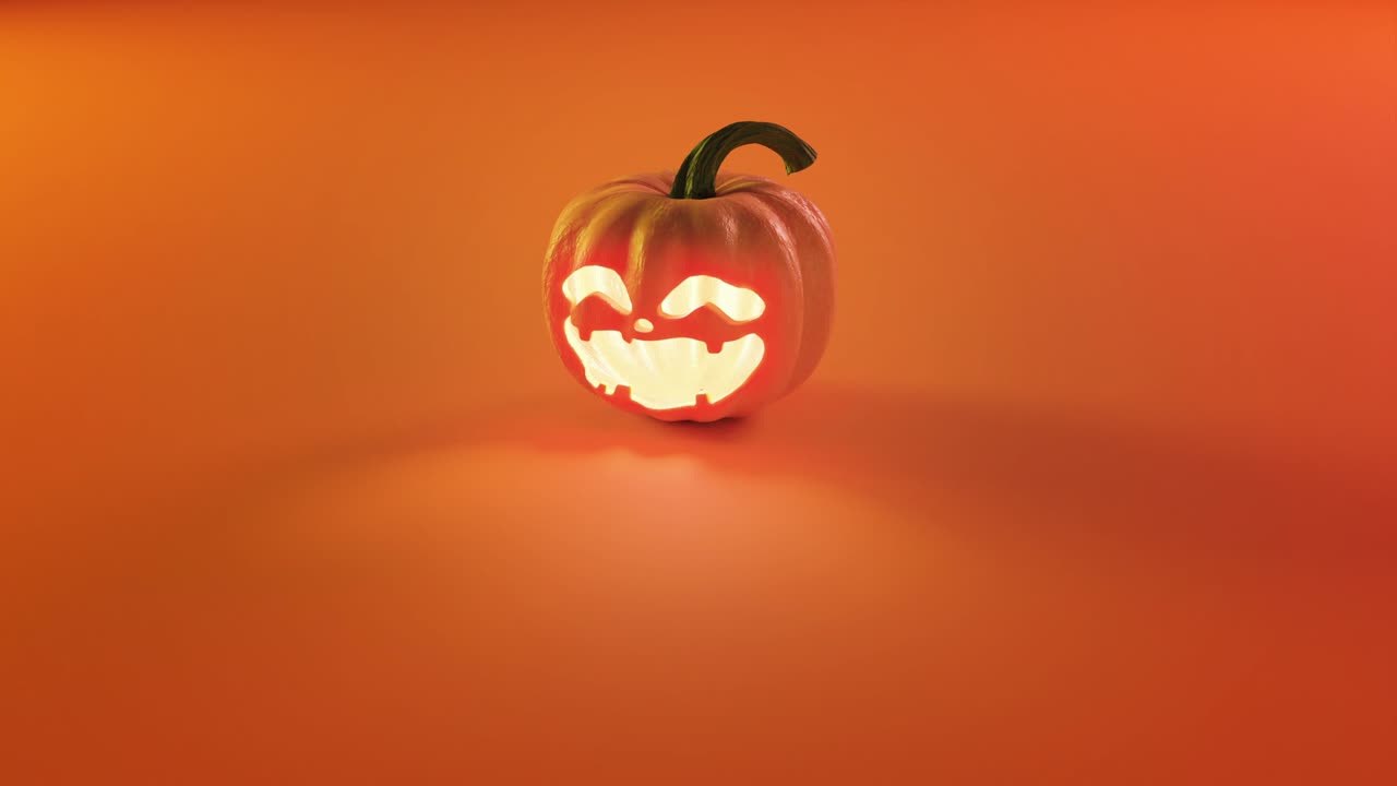 calabaza de halloween en un fondo naranja cálido con espacio de copia.