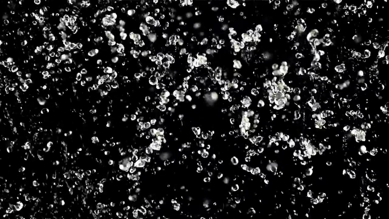 Slow Motion Water Droplets Splashing on Black Background