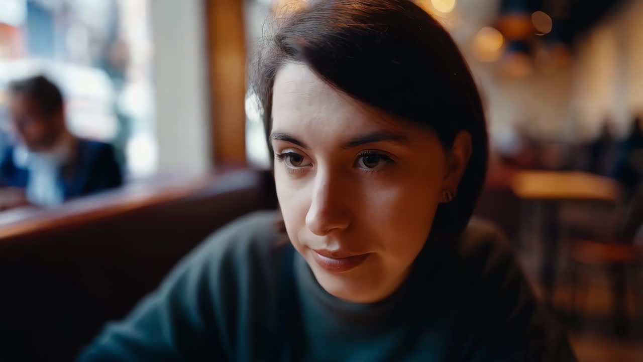 Una mujer en un café.